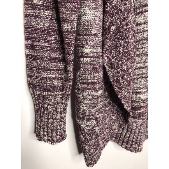 Eddie Bauer Women's Large Purple Heathered Pattern Open Front Cardigan Sweater - Picture 3 of 8